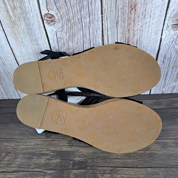 UGG Uma Cork Suede Strappy Wedge Sandals Women's Sz 9 Black (VGC) - Picture 8 of 9